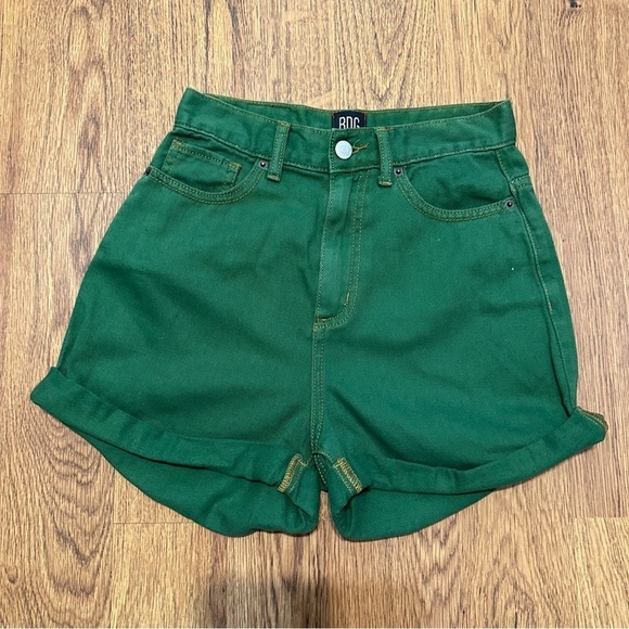 BDG Pants - BDG green Denim Mom High Rise Shorts 25 Bright Color High Rise Rolled up hem